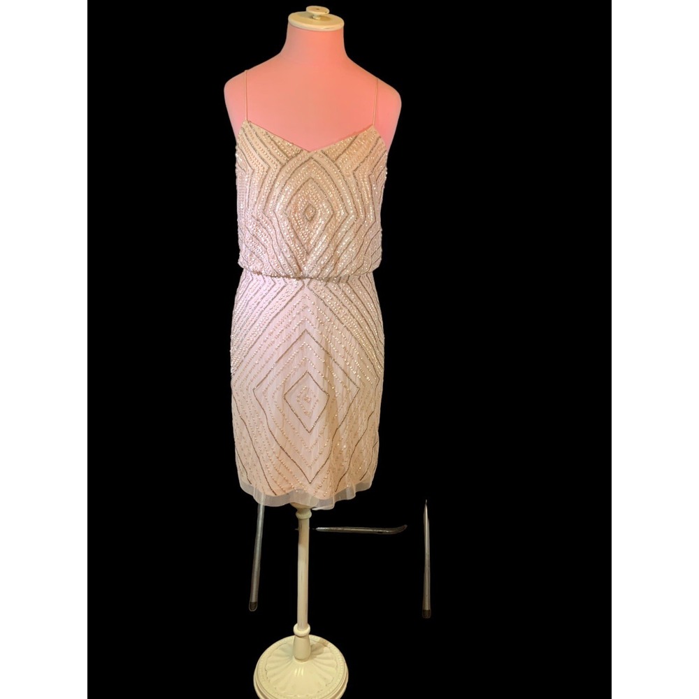 Aiden Mattox Pink Sequin Spaghetti Strapped Party Dress Sz 6
